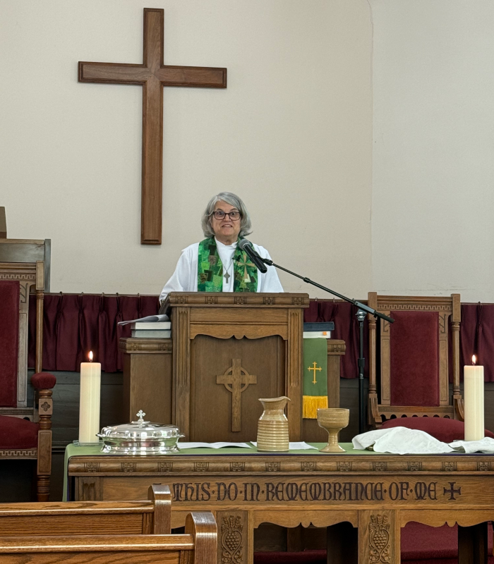 Jean in the pulpit