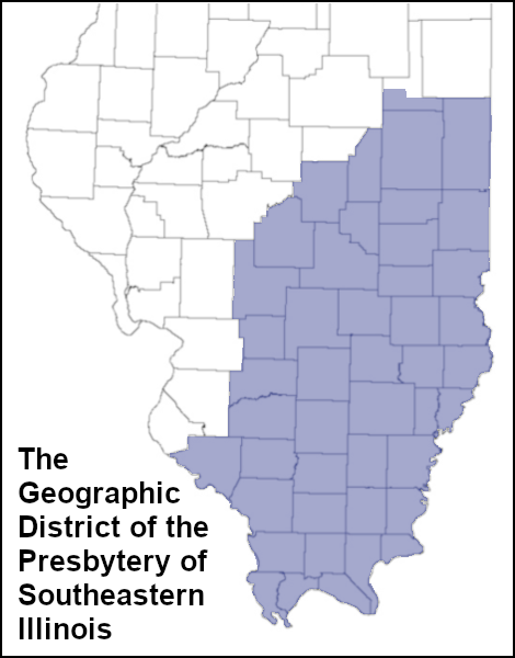 A map of the area of the Presbytery of Southeastern
Illinois